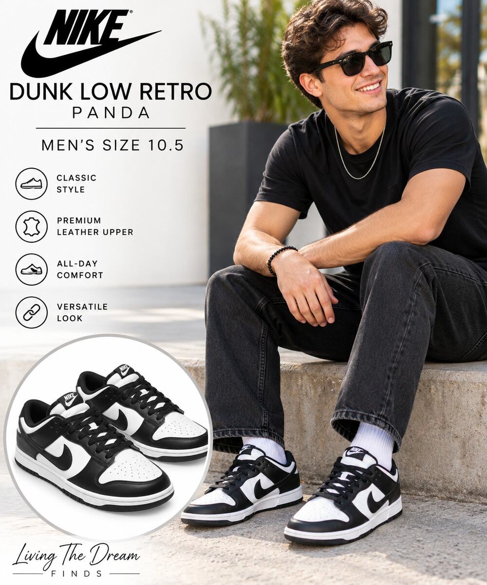 Nike Dunk Low Retro Panda Black White DD1391-100 Men’s Size 10.5 Sneakers